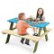 Kids Wooden Picnic Table Set with Built-in Benches and Stable Triangular Structure